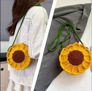 🌻 Handgemaakte Gehaakte Zonnebloem Tas 🌻